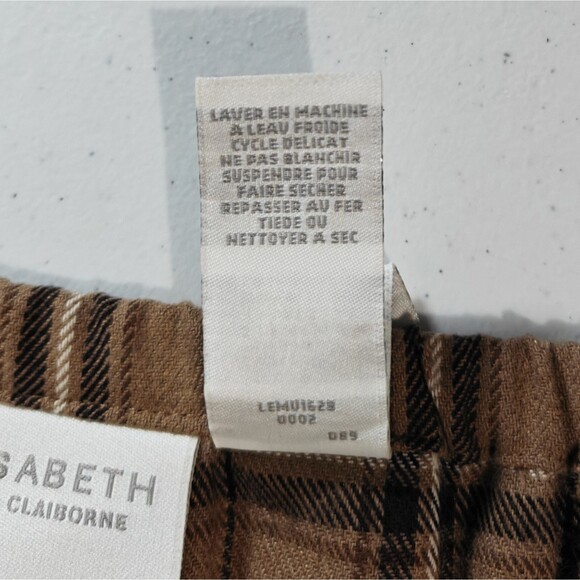 Vintage New Brown Plaid Wrap Skirt Plus 24 Liz Claiborne Academia Heritage NWT - Picture 10 of 12